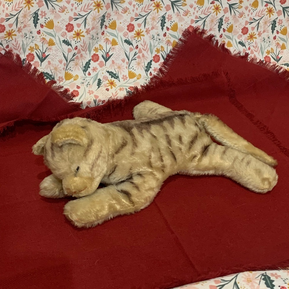 Steiff Floppy Kitty Mohair Cat Sleeping